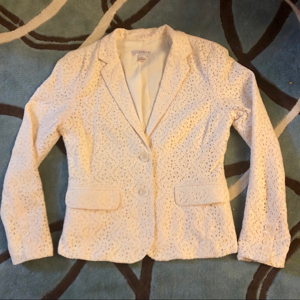 Anthro Cream Eyelet Lace Blazer